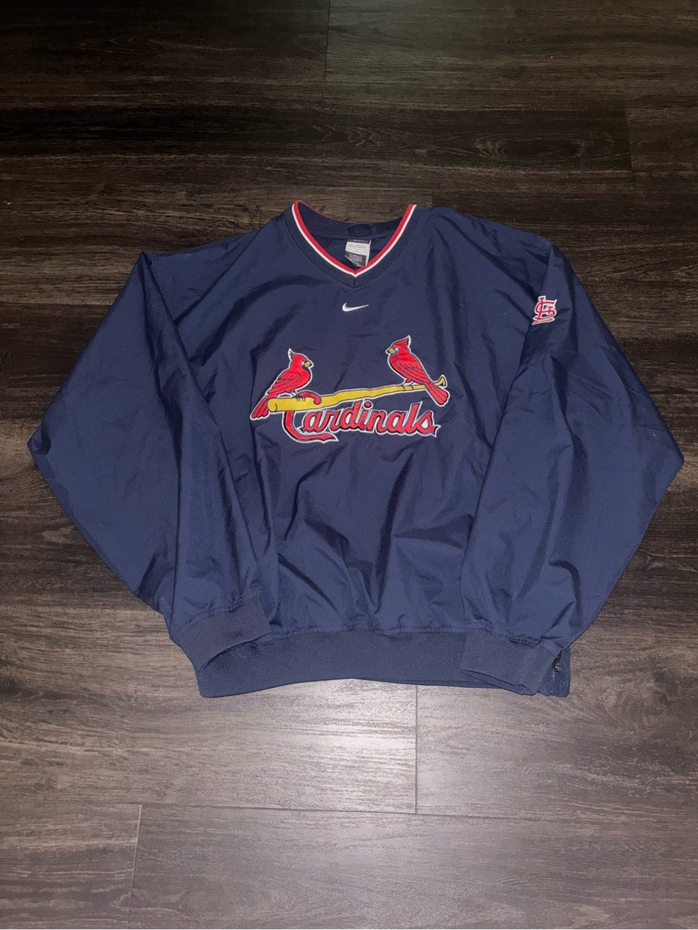 STL  Cardinals Nike Windbreaker Center Swoosh Men’s Large Blue V Neck Pullover